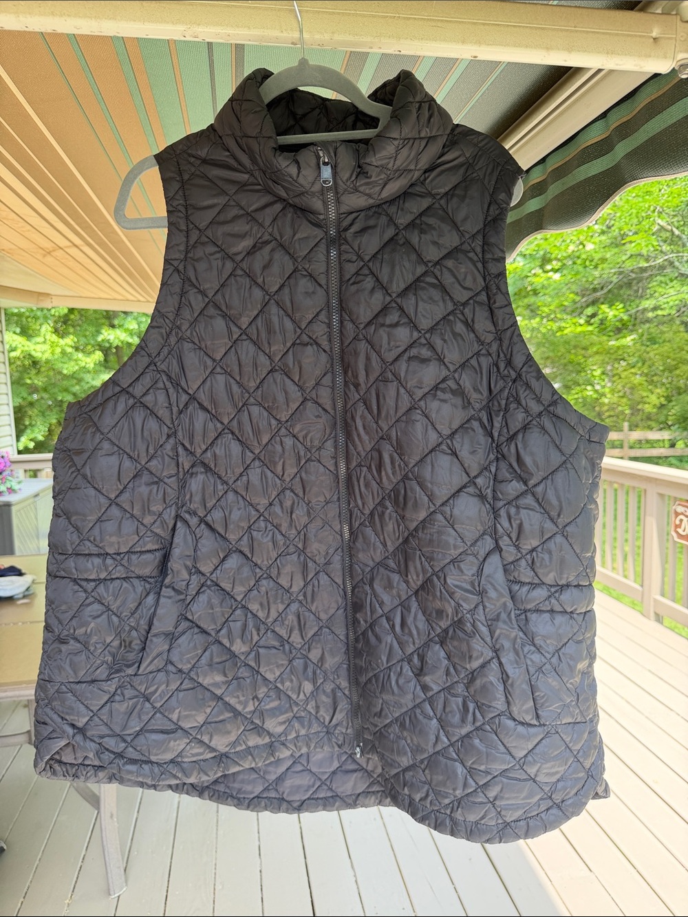 Athleta Black Quilted Puffer Vest 3X Lightweight Zip Front Plus Size
